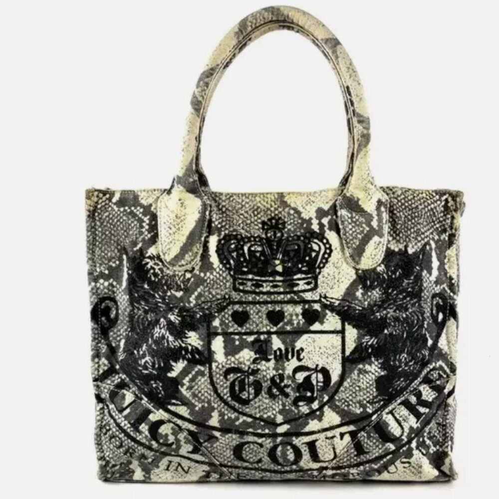 Juicy Couture Snakeskin Print Canvas Tote